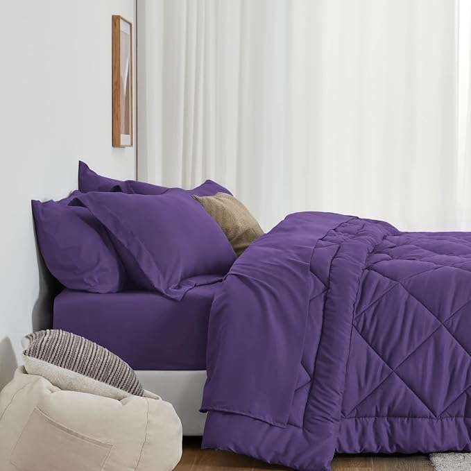 Love's cabin King Size Comforter Set Purple, 7 Pieces King Bed in a Bag - Image 3