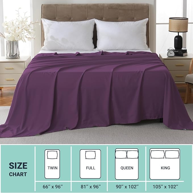 ZPECC Full Flat Sheet Only 1 Pack, Durable Dark Purple Top Bed Sheets - Image 5