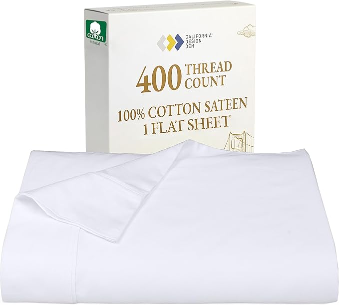 California Design Den Cal King Size Flat Sheet, Soft 400 Thread Count 100% by CaliforniaDesignDen