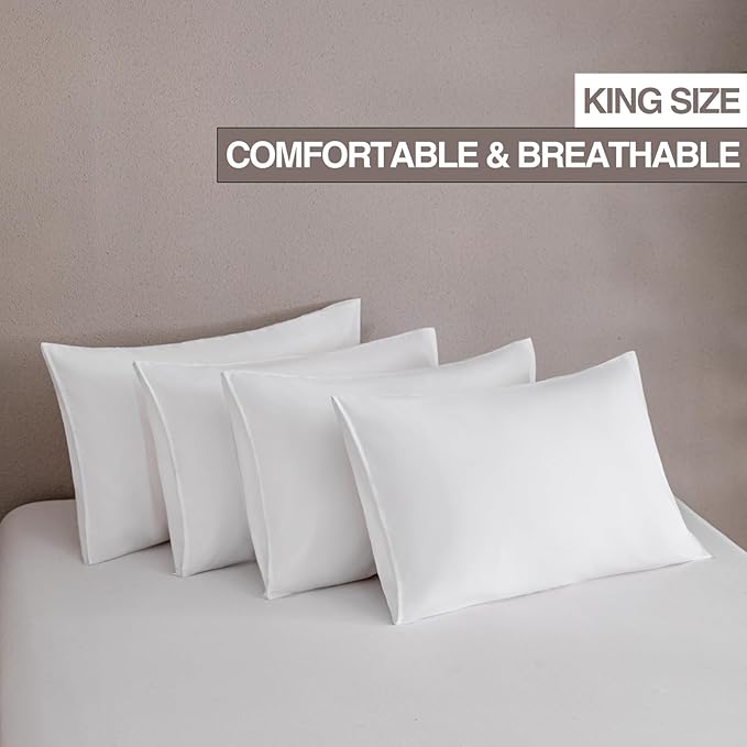 MINIPANDA White King Size Pillow Cases Set of 4 - Image 2