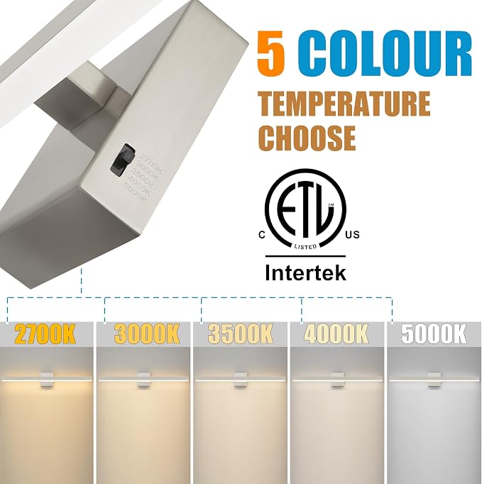 Nickel Bathroom Vanity Light 39.4 inch, 30W Dimmable 5CCT LED Bathroom Light - Image 4