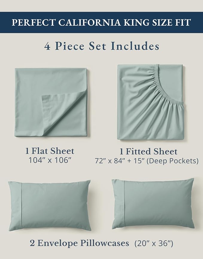 LANE LINEN Sheets for California King Size Bed- 4Pc 100% Organic Cotton Cal - Image 4