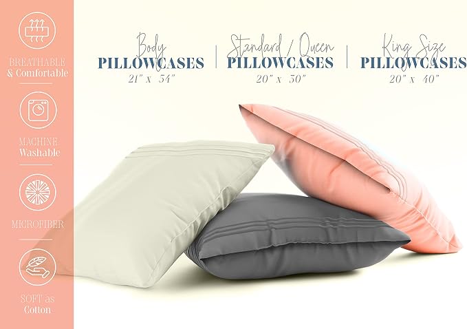 Elegant Comfort Solid Pillowcases 1500 Premium Hotel Quality Microfiber - Image 2