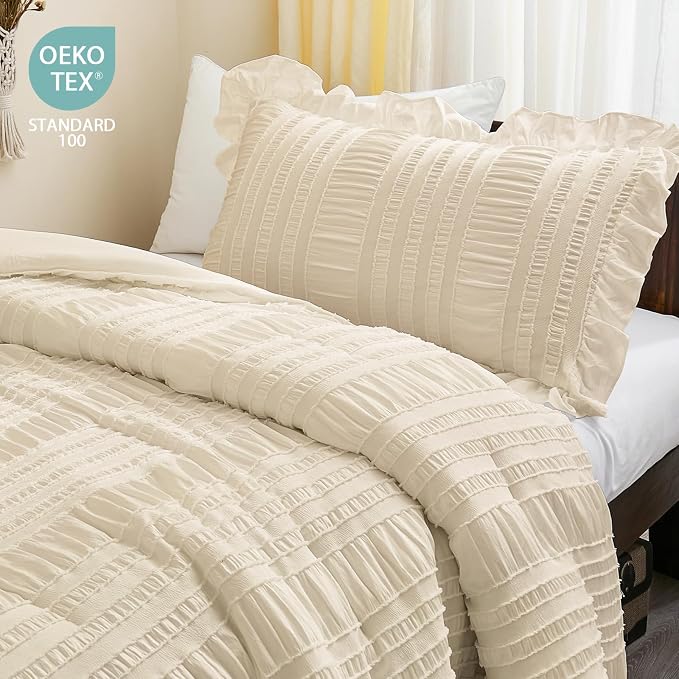 WONGS BEDDING Comforter Set Twin, 3 Pieces Ruffle - Image 4