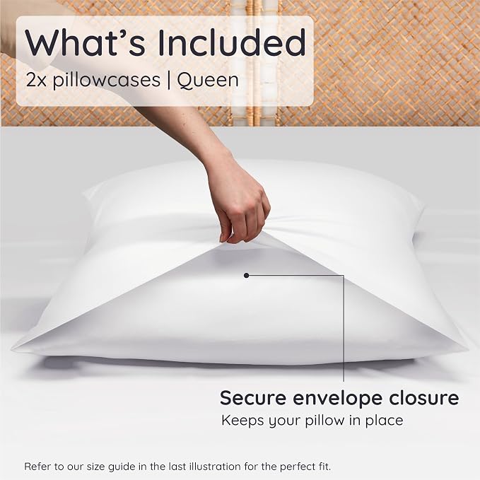 Bambaw 100% Viscose Derived from Bamboo Pillowcase Queen Size – Set of 2 Queen - Image 2