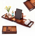 Premium Foldable Bamboo Bathtub Tray Caddy, Expandable Bath Caddy Tray by CraftsmanshipQuality