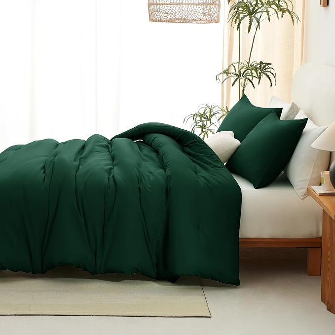 CozyLux Oversized King Comforter Set Emerald Green, 3 Pieces 120x98 Solid - Image 9