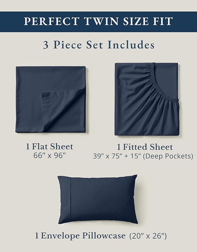 LANE LINEN 100% Organic Cotton Sheets Twin Size, Mercerized Cotton Fully - Image 4