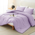 CozyLux Oversized King Comforter Set Lavender, 3 Pieces 120x98 Solid Breathable by CozyLux