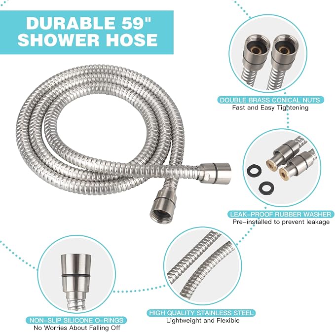 JDO Shower Head with Handheld, High Pressure Handheld Shower Head 6 Settings - Image 5