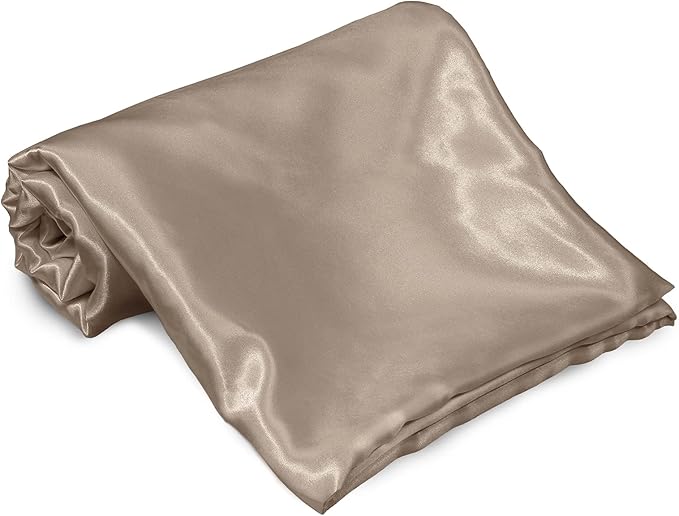 Homiest Taupe Satin Queen Top Sheet and Flat Sheet - Image 2