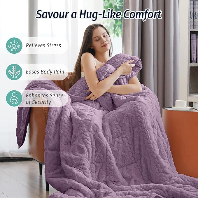 Wemore Weighted Blanket for Adults Twin Size 15 lbs, Dual Sided Soft Fuzzy - Image 4