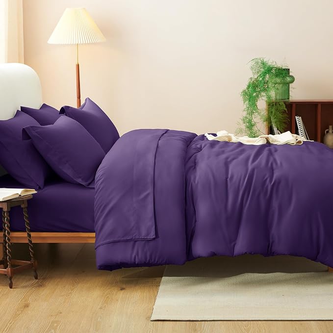 CozyLux Queen Comforter Set Purple, 7 Pieces Bed in a Bag Queen Comforter Set - Image 9
