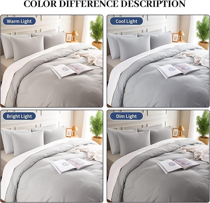 NEXHOME PRO Duvet Cover Set Queen Size Linen Feel Textured Organic Natural 100% - Image 2