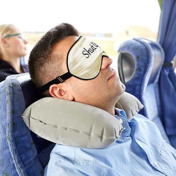 Geyoga 4 Pieces Funny Eye Mask for Sleep Soft Satin Blackout Blindfold - Image 6