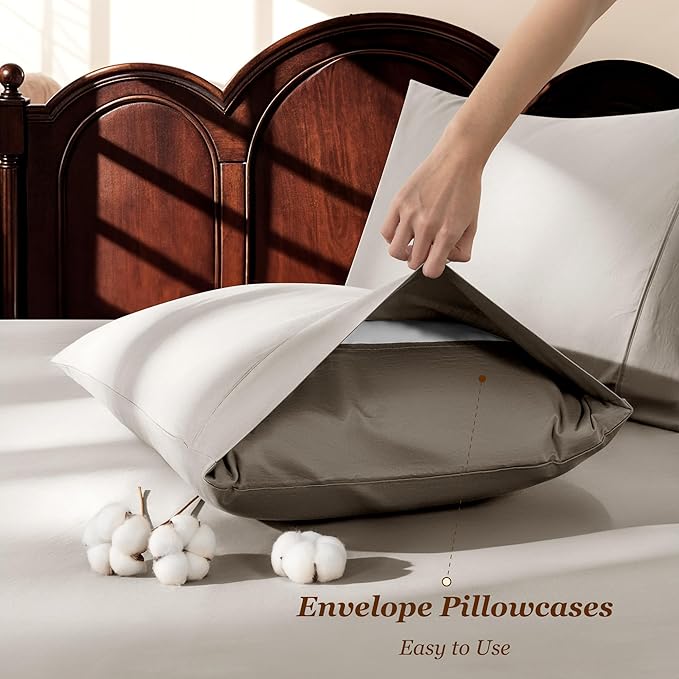 LBRO2M 1000 Thread Count 100% Egyptian Cotton Sheets Set Full Size, 4 Piece - Image 6