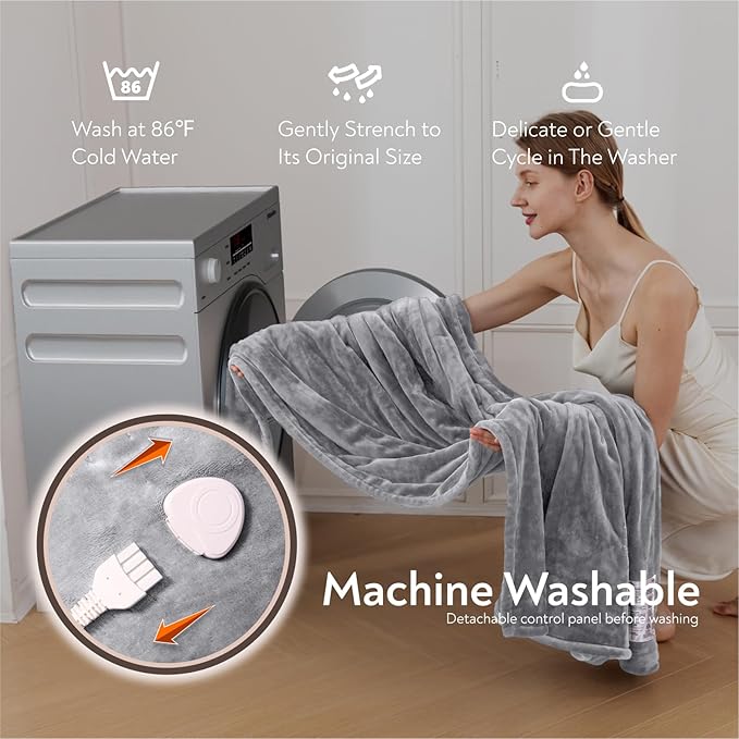 Wapaneus Foot Pocket Heated Blanket Electric Throw - Image 6