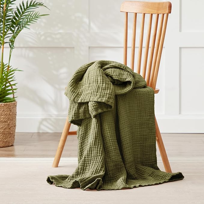 100% Cotton Muslin Blanket Twin 66" x 90", Breathable and Lightweight Twin - Image 6