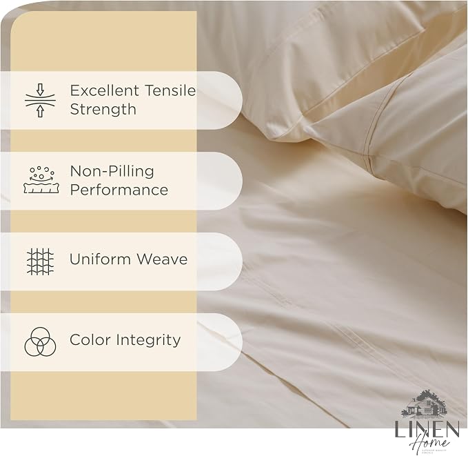 Linen Home 100% Cotton Percale Sheet Set Pack of 2, King Size, Deep Pocket - Image 2
