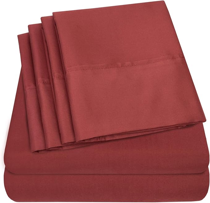 Queen Sheets Burgundy by SweetHomeCollection