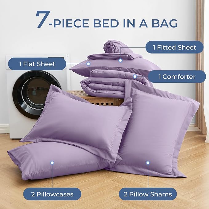Sasttie California King Comforter Set, 7 Pieces Cal King Bed in a Bag, Complete - Image 6