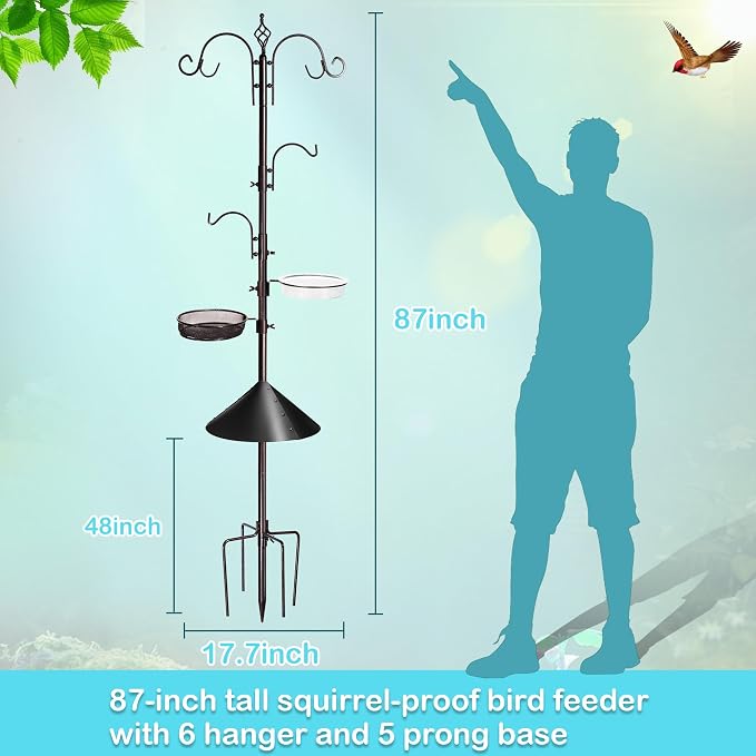 YINGYM Bird Feeding Station Kit, 87 Inches Bird Feeder Pole, Premium Feeder - Image 2