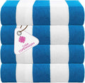 CASA COPENHAGEN Cabana Towel 4Pcs Cyan Designer Stripe Beach Towels Gift Set by CASACOPENHAGEN