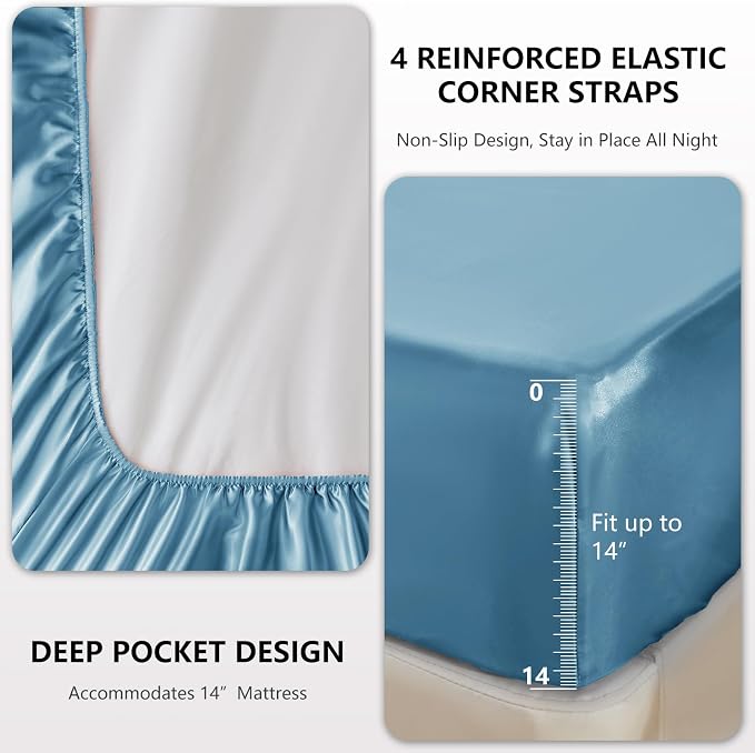 CozyLux Satin Sheets King Size Sheet Set - Image 4
