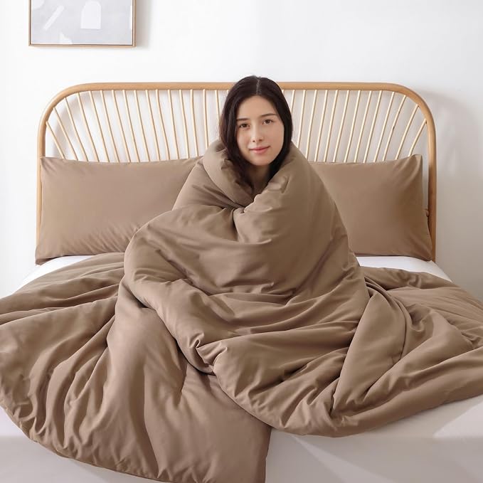 ROSGONIA California King Comforter Set Dark Khaki - Image 4