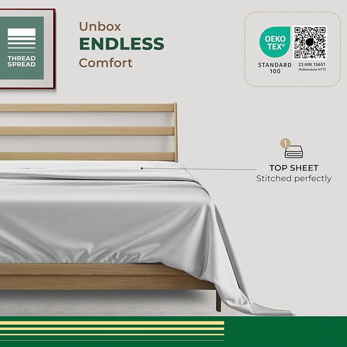 THREAD SPREAD 100% Organic Cotton Percale Flat Sheet Twin XL Size - Image 3