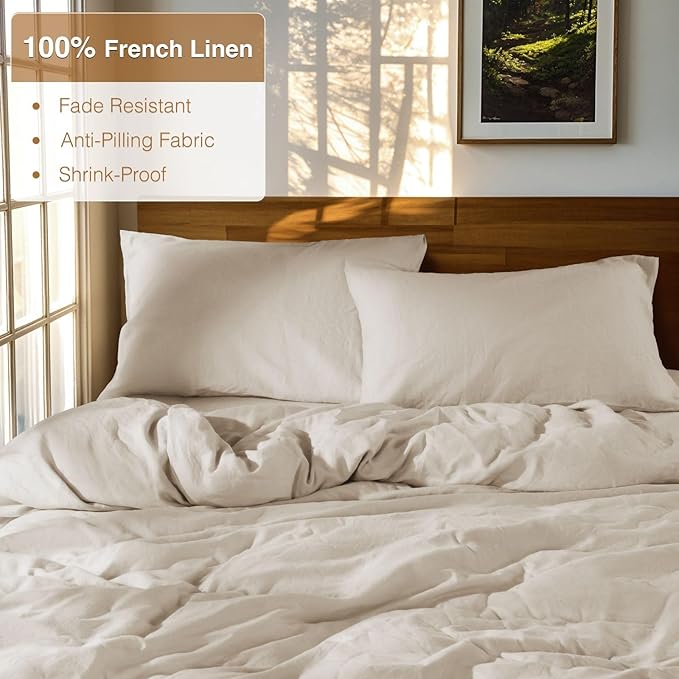 SONORO KATE 100% French Linen Duvet Cover Full Size, Soft Breathable - Image 2