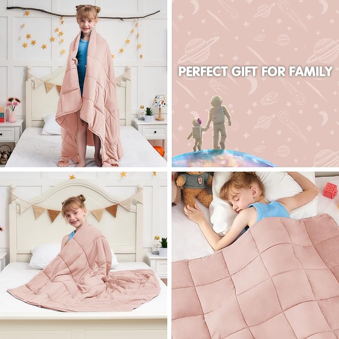 Pink Weighted Blanket Kids 5lbs, Cooling Heavy Throw Blanket - Image 8