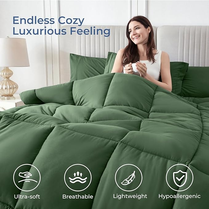 Sasttie Full Size Comforter Sets, 7 Pieces Bed in a Bag Full, Complete Bedding - Image 2