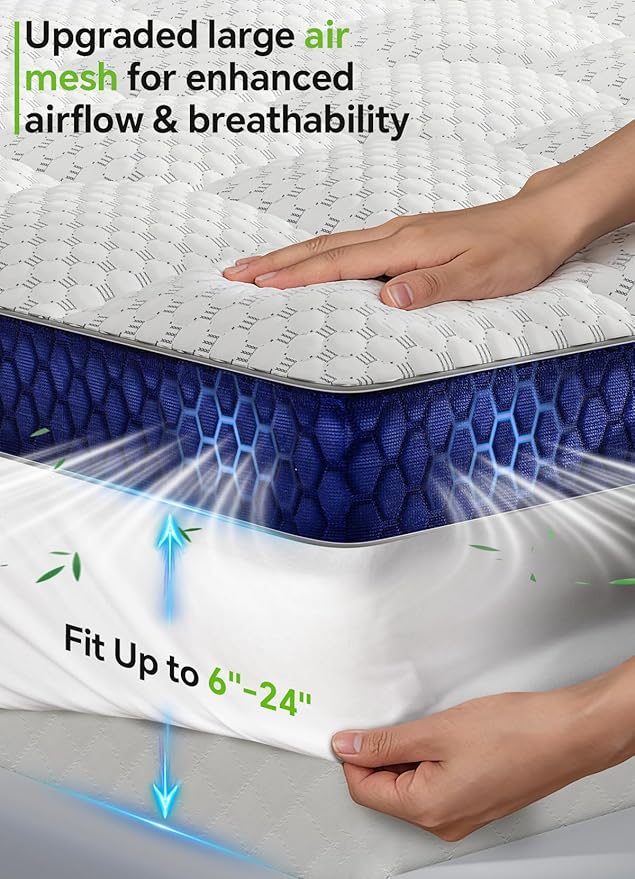 BEDELITE Full Mattress Topper 3 Inch Thick Mattress Pad, Plush Pillow Top Bed - Image 4