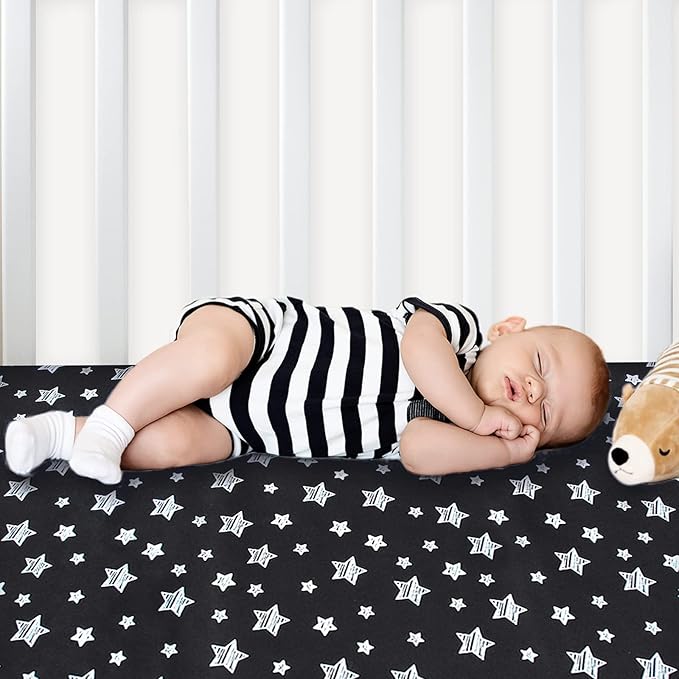 Pack and Play Sheets, 2 Pack Mini Crib Sheets, Stretchy Playard Fitted Sheet - Image 6