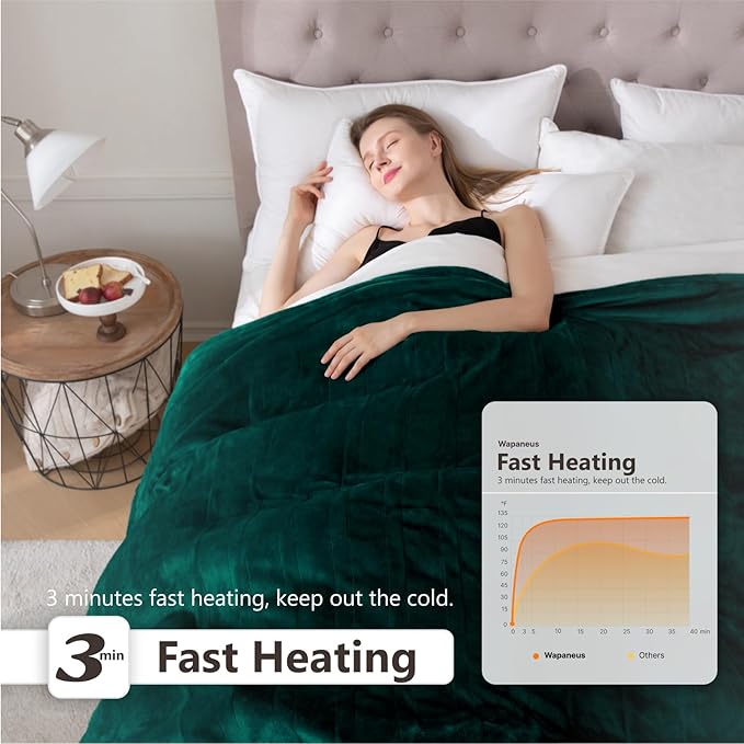 Wapaneus Heated Blanket Electric Throw 72" x 84" Full Size - Image 3