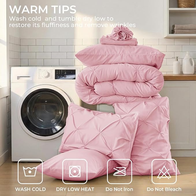 Sasttie King Size Comforter Set, 7-Piece Bed in a Bag, Pintuck Bedding Sets - Image 8