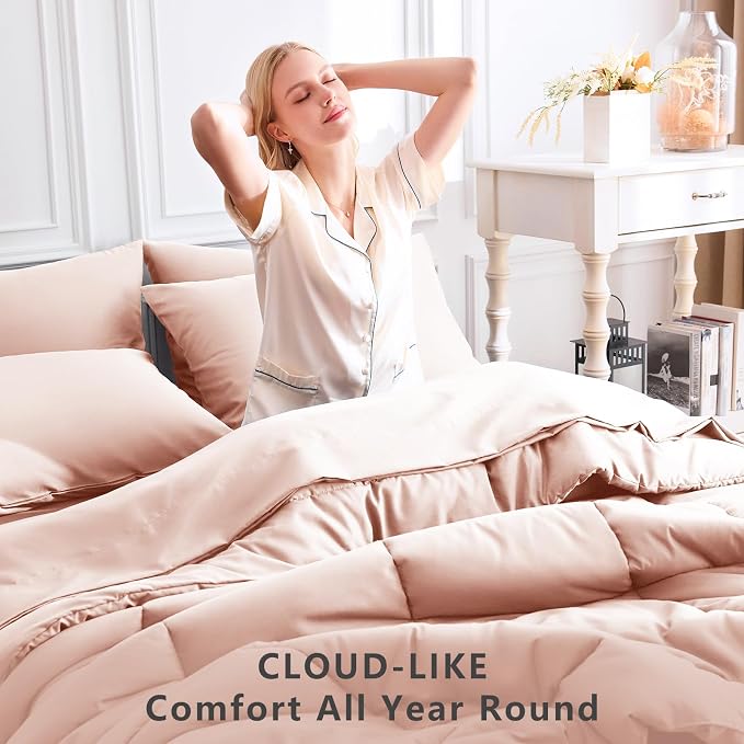 CozyLux King Size Comforter Set Blush Pink, 7 Pieces Bed in a Bag, All Season - Image 4
