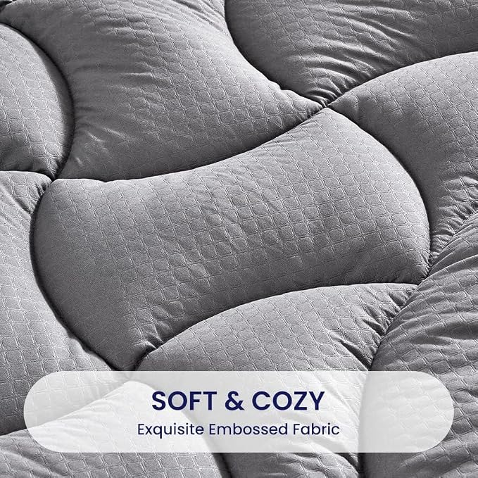 SLEEP ZONE Waterproof Twin Mattress Pad, Soft Mattress Topper, Fitted Mattress - Image 3