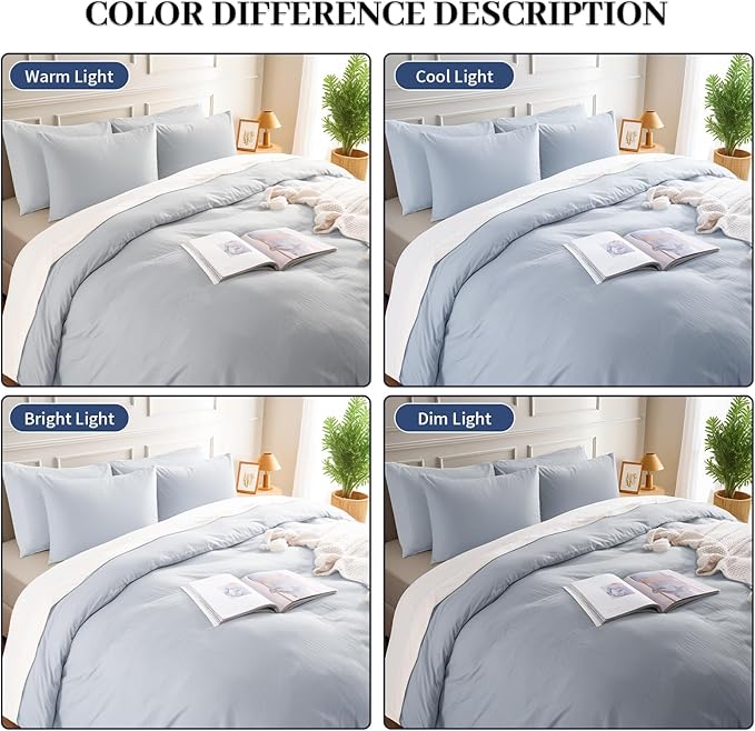 NEXHOME PRO Full Duvet Cover Set, 100% Washed Cotton - Image 4