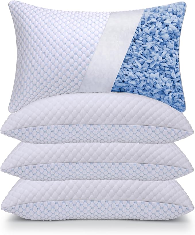 OSBED Adjustable Cooling Shredded Memory Foam Pillows King Size Set of 4 by OSBED