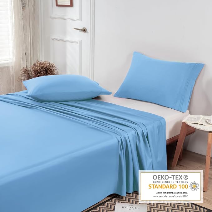 Lirex Flat Sheet, Full Size Extra Soft Brushed Microfiber 1800 Microfiber Flat - Image 4