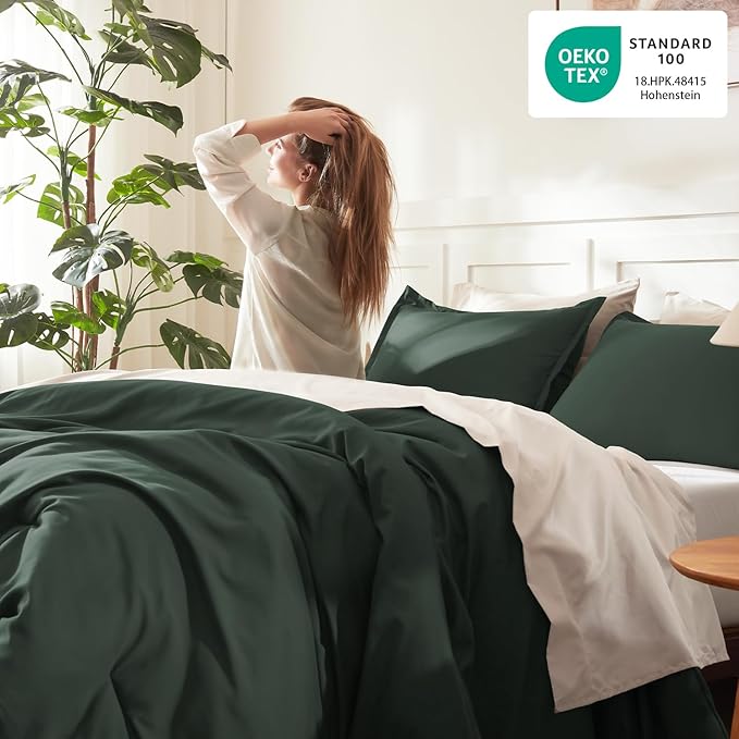Litanika Forest Green Comforter Full Size, 3 Pieces Lightweight Solid Bedding - Image 4