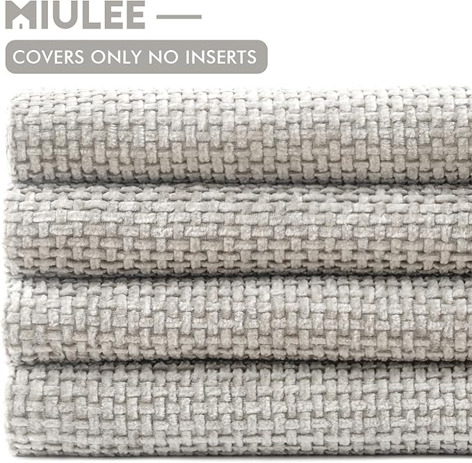 MIULEE Pack of 4 Couch Throw Pillow Covers 20x20 Inch Light Gray Soft - Image 6