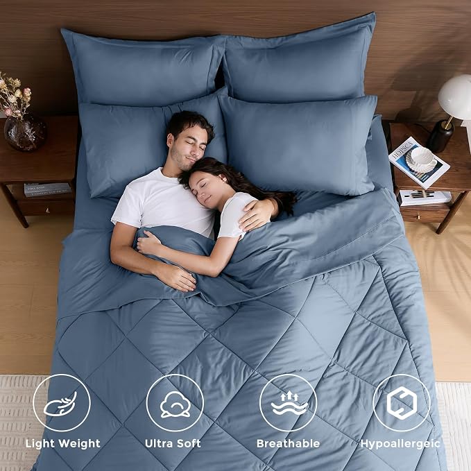 HEVUMYI Dusty Blue Twin Comforter Set - Image 2