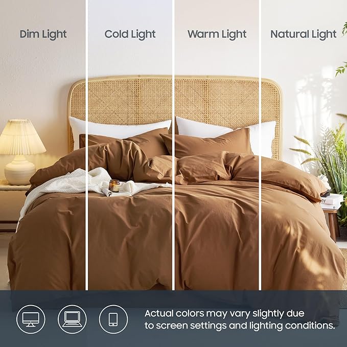Wake In Cloud - Cotton Duvet Cover Set, King Size, Caramel Terracotta, 100% - Image 4