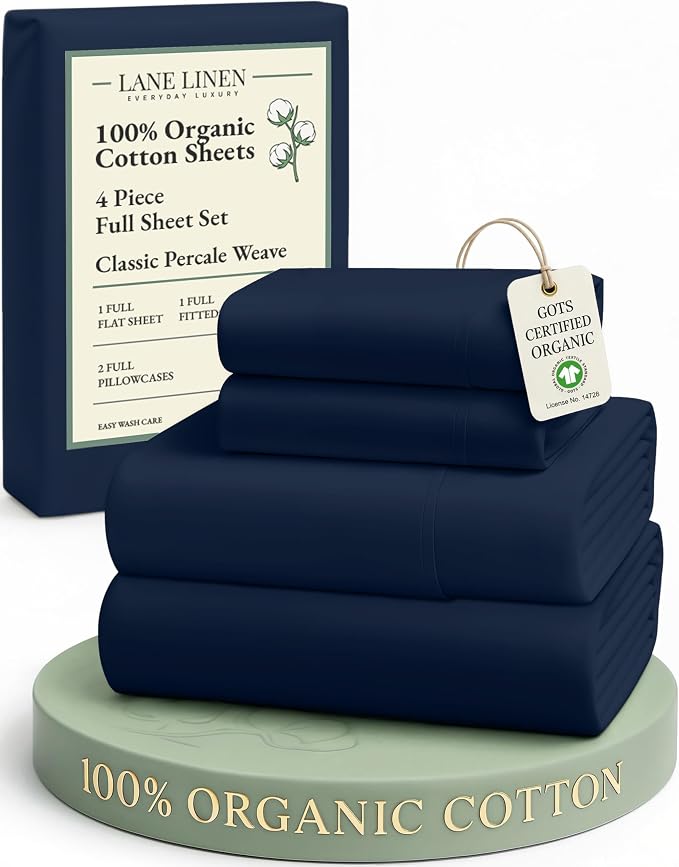 LANE LINEN Eco Friendly 100% Organic Cotton Fully Elasticized Full Sheet Set by LaneLinen