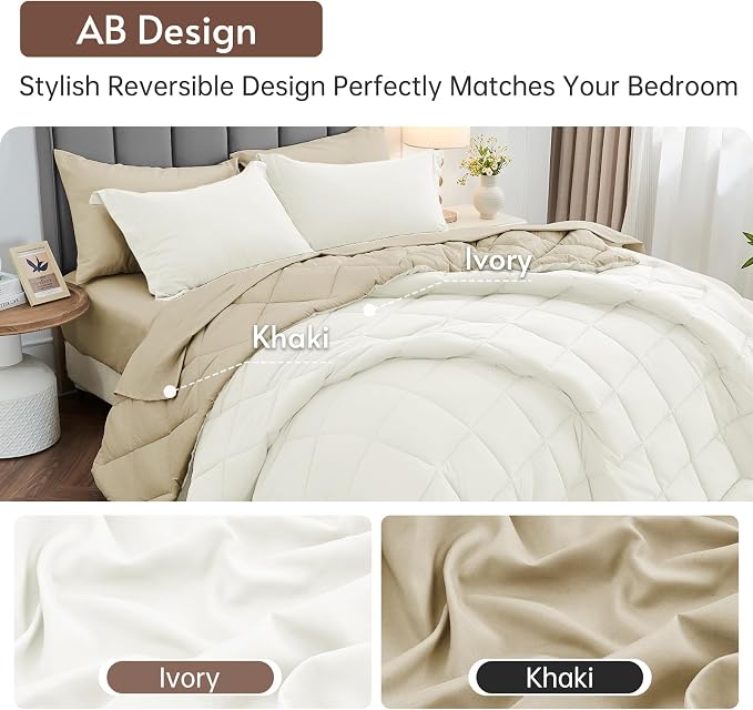 MUXHOMO 5 Pieces Twin Comforter Set, Reversible Bed in a Bag Twin Size - Image 3