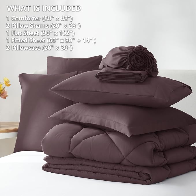 CozyLux Queen Comforter Set Cocoa Powder - Image 6