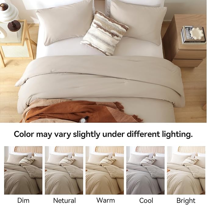 ROSGONIA Oversized King Comforter Light Khaki - Image 3